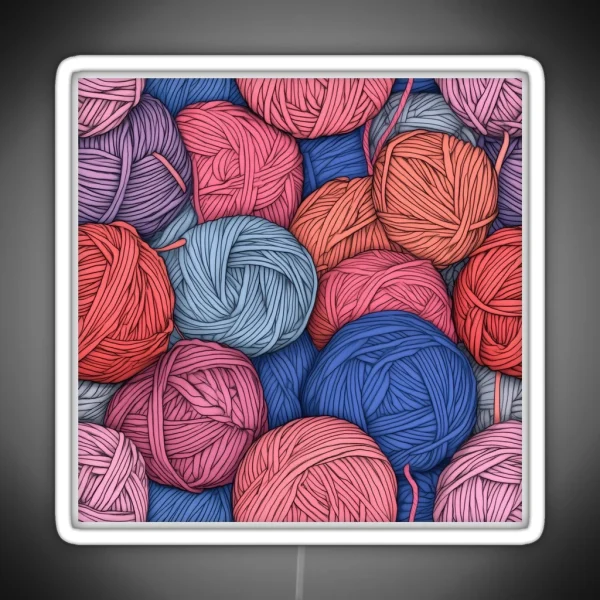 Illustrated Balls Of Yarn 0335 RGB Neon Sign