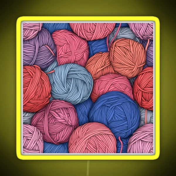 Illustrated Balls Of Yarn 0335 RGB Neon Sign