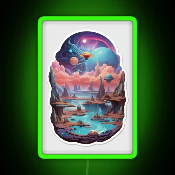 Imaginary Alien Landscapes RGB Neon Sign