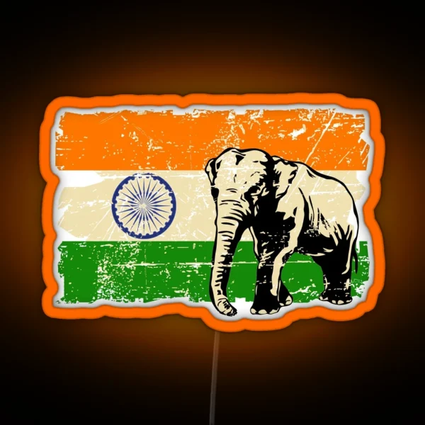 India Elephant Flag Vintage Look RGB Neon Sign