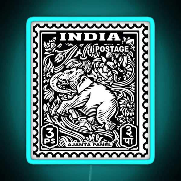 India Elephant Stamp Led RGB Neon Sign