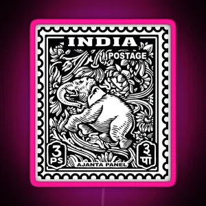 India Elephant Stamp Led RGB Neon Sign