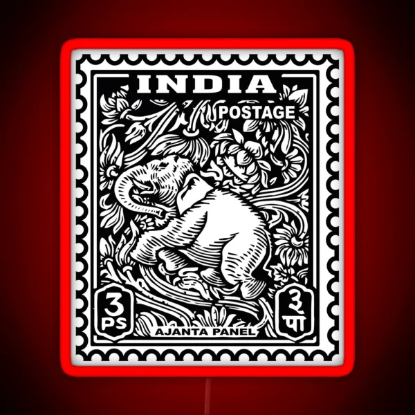 India Elephant Stamp Led RGB Neon Sign