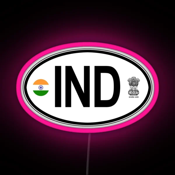 India Oval Country Code Decal RGB Neon Sign