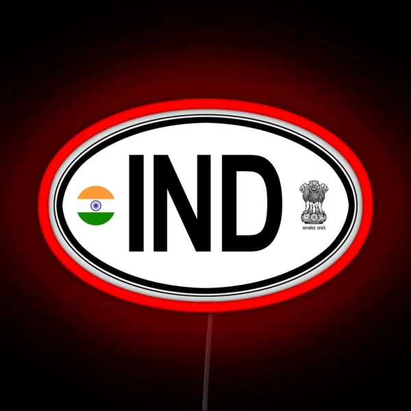 India Oval Country Code Decal RGB Neon Sign