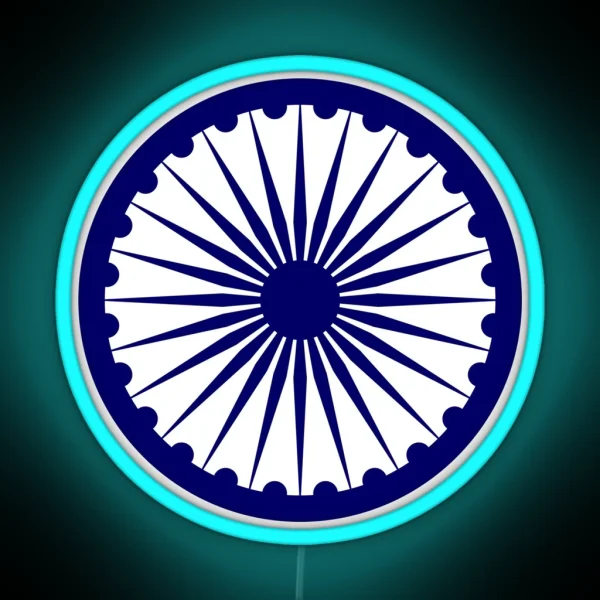 India Roundel Ashoka Chakra Badge Air Force RGB Neon Sign