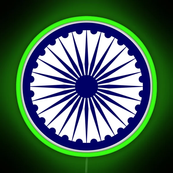 India Roundel Ashoka Chakra Badge Air Force RGB Neon Sign