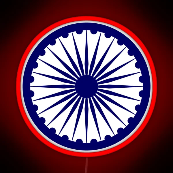 India Roundel Ashoka Chakra Badge Air Force RGB Neon Sign