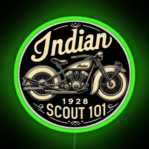 Indian Scout 101 1928 Popular Iconic Motorcycle RGB Neon Sign