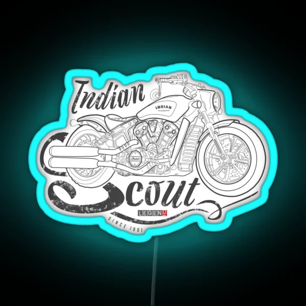 Indian Scout Bobber Indian American Legend Vintage RGB Neon Sign