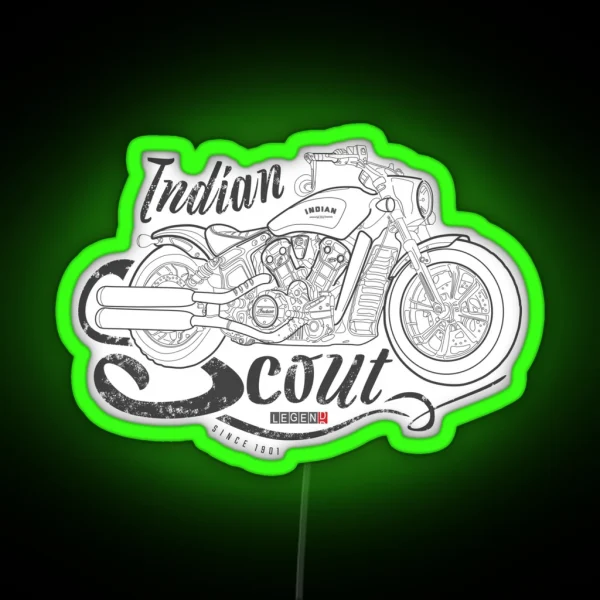 Indian Scout Bobber Indian American Legend Vintage RGB Neon Sign