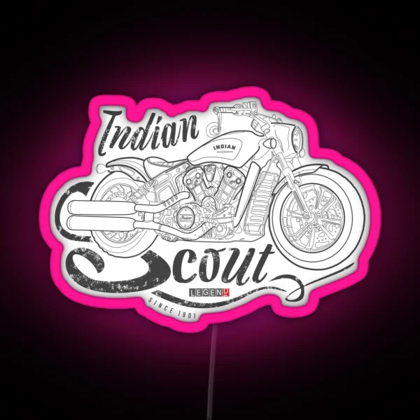 Indian Scout Bobber Indian American Legend Vintage RGB Neon Sign