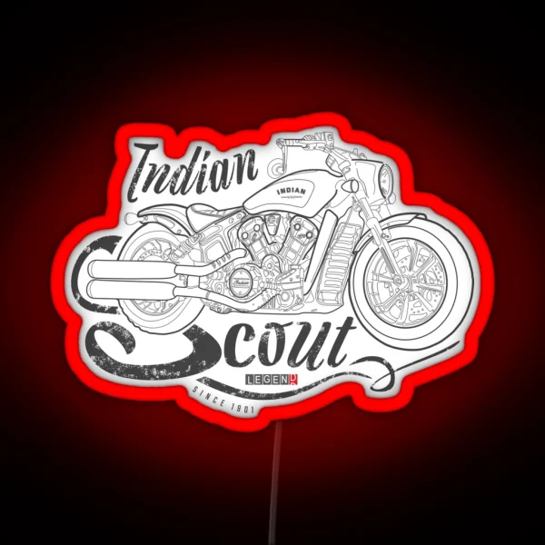 Indian Scout Bobber Indian American Legend Vintage RGB Neon Sign