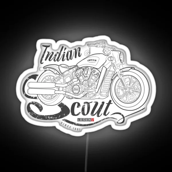 Indian Scout Bobber Indian American Legend Vintage RGB Neon Sign