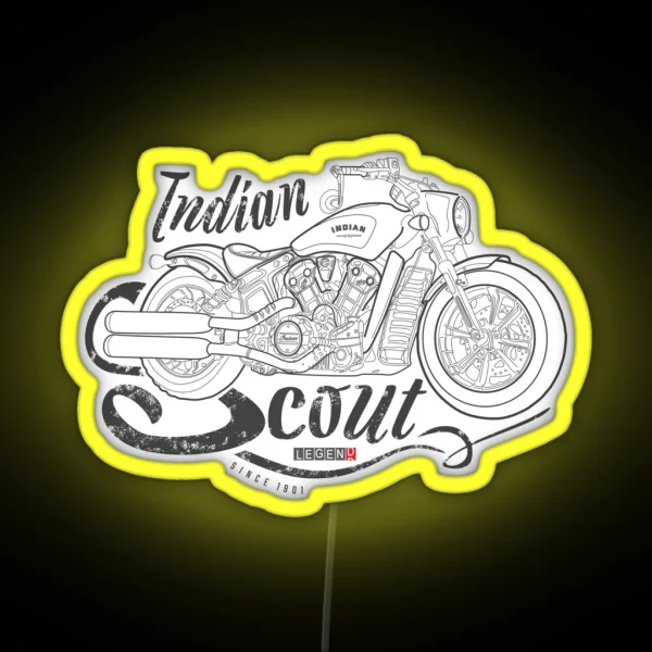 Indian Scout Bobber Indian American Legend Vintage RGB Neon Sign