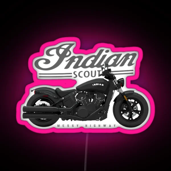 Indian Scout Messy Highway RGB Neon Sign