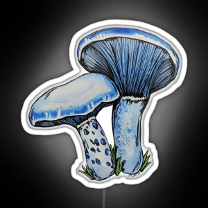 Indigo Milk Cap Mushroom Toadstool Watercolour Art RGB Neon Sign