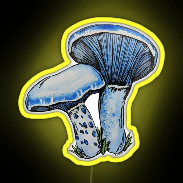 Indigo Milk Cap Mushroom Toadstool Watercolour Art RGB Neon Sign