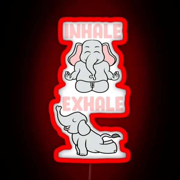 Inhale Exhale Elephant Yoga Enthusiast RGB Neon Sign