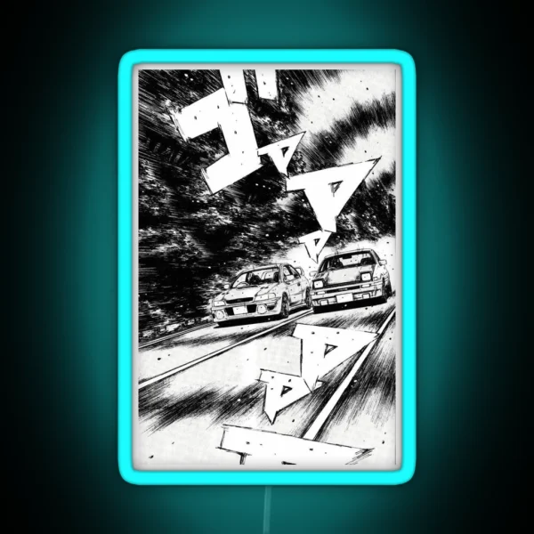 Initial D Manga Panel AE86 VS Impreza RGB Neon Sign