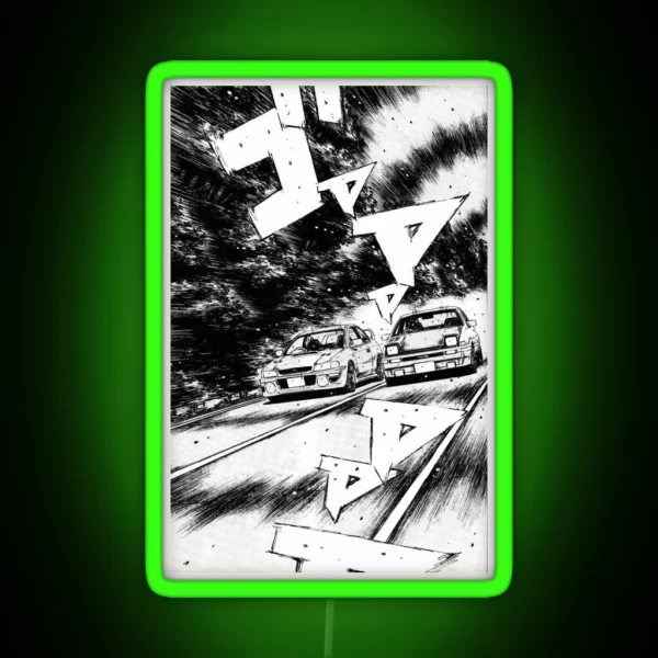 Initial D Manga Panel AE86 VS Impreza RGB Neon Sign