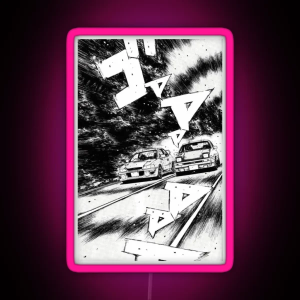 Initial D Manga Panel AE86 VS Impreza RGB Neon Sign