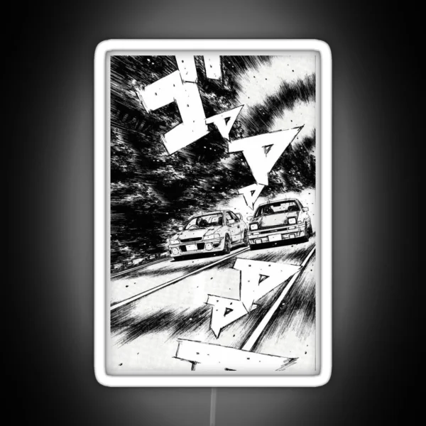 Initial D Manga Panel AE86 VS Impreza RGB Neon Sign