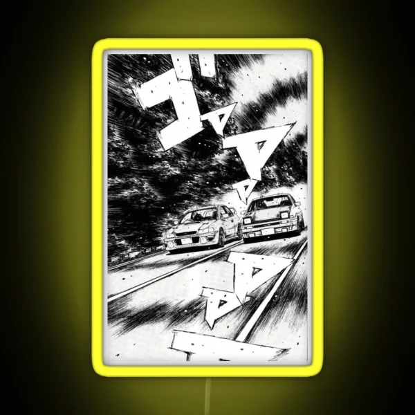 Initial D Manga Panel AE86 VS Impreza RGB Neon Sign