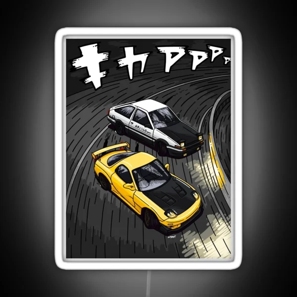 Initial D Style Artwork RX7 Vs AE86 RGB Neon Sign