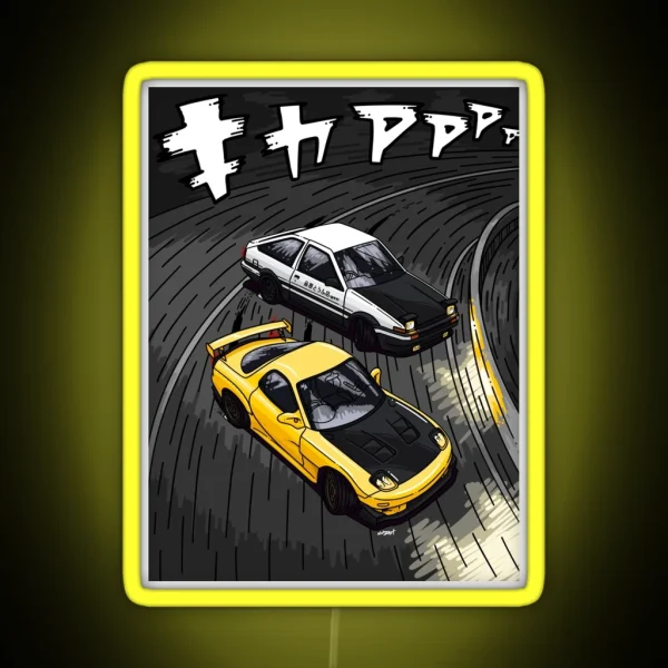 Initial D Style Artwork RX7 Vs AE86 RGB Neon Sign