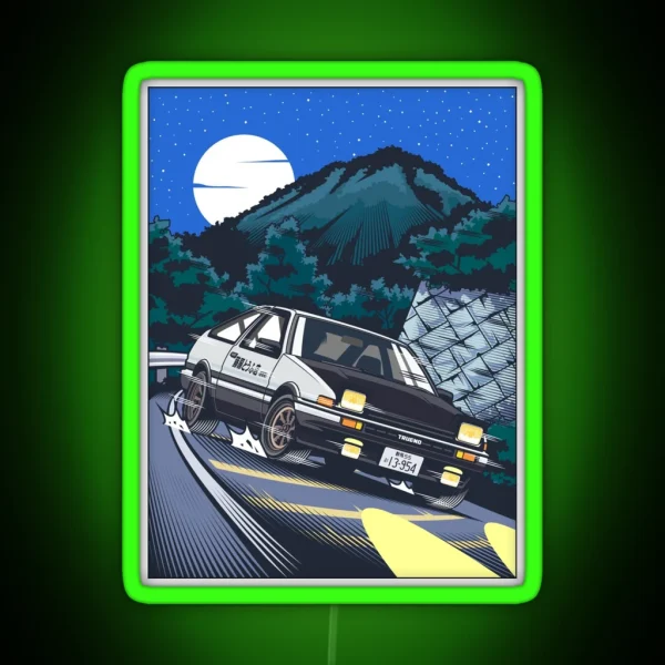 Initial D Takumi Fujiwara Hachiroku Downhill RGB Neon Sign