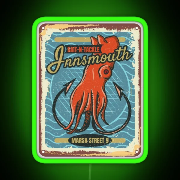 Innsmouth Bait And Tackle Fishing Lovecraft RGB Neon Sign