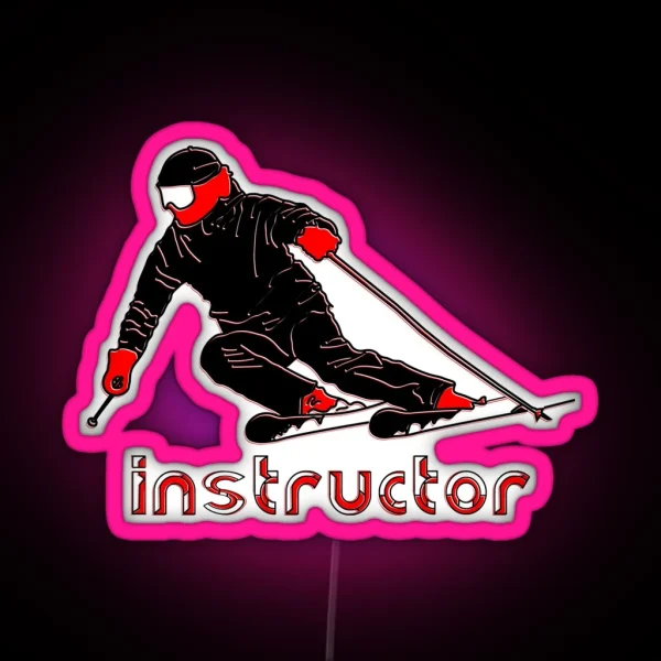 Instructor Dynamic Skiing Minimalist Design RGB Neon Sign
