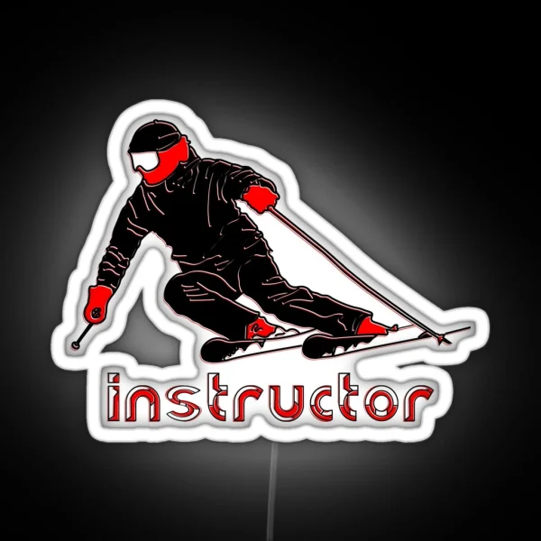 Instructor Dynamic Skiing Minimalist Design RGB Neon Sign