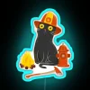 Intense Gaze Firefighter Cat RGB Neon Sign - Image 2