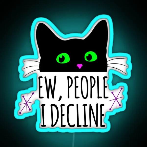Introvert Decline Feline RGB Neon Sign