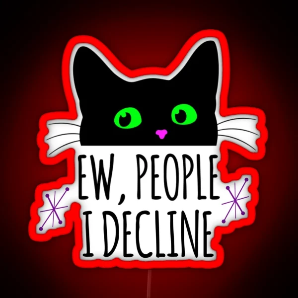 Introvert Decline Feline RGB Neon Sign