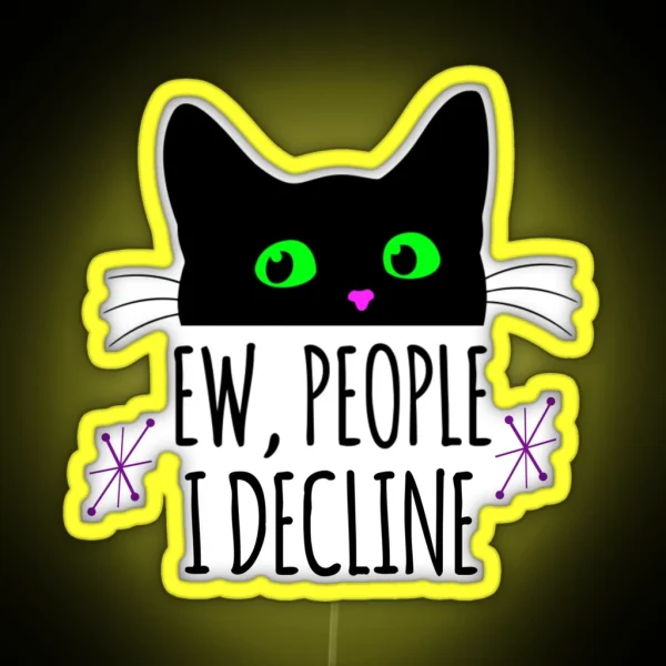 Introvert Decline Feline RGB Neon Sign