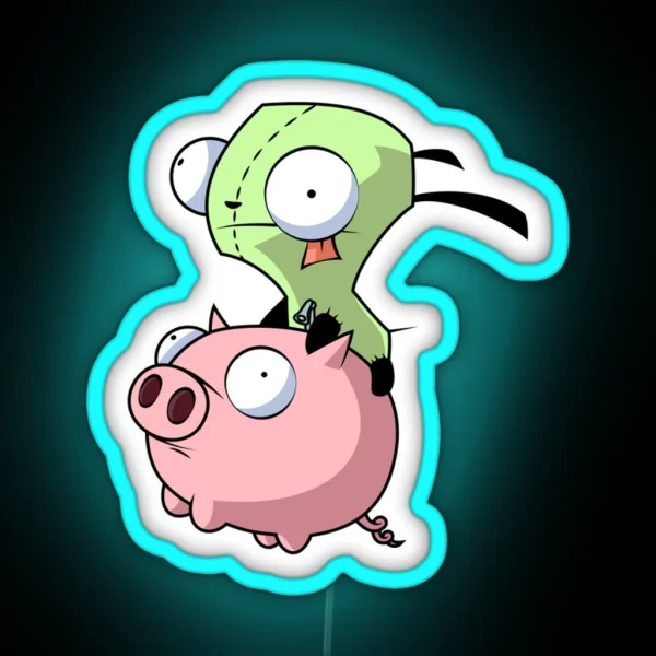 Invader Zim Ride The Pig Led RGB Neon Sign