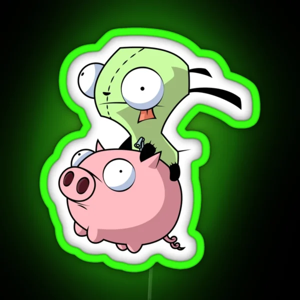 Invader Zim Ride The Pig Led RGB Neon Sign