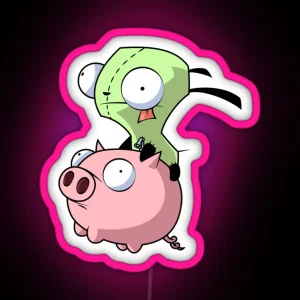 Invader Zim Ride The Pig Led RGB Neon Sign