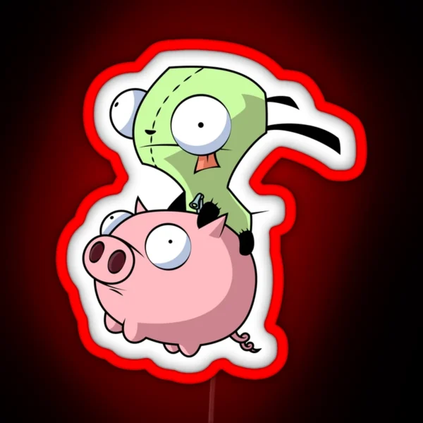 Invader Zim Ride The Pig Led RGB Neon Sign