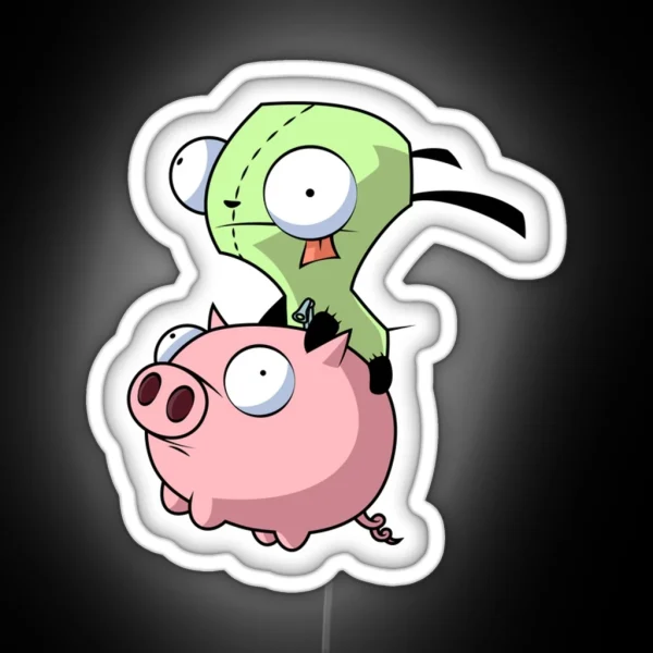 Invader Zim Ride The Pig Led RGB Neon Sign