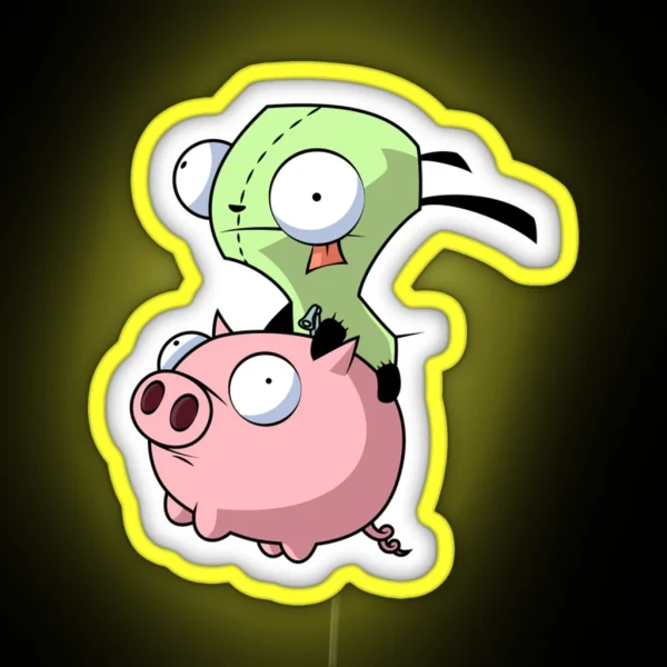 Invader Zim Ride The Pig Led RGB Neon Sign