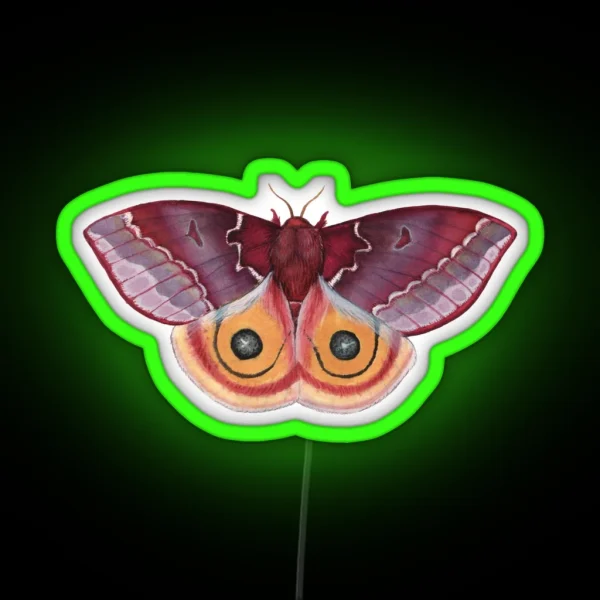 Io Moth Automeris Io Female RGB Neon Sign
