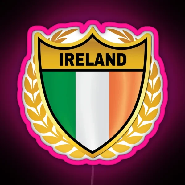 Ireland Gold Shield Flag RGB Neon Sign