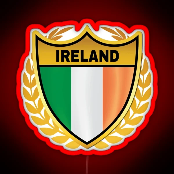 Ireland Gold Shield Flag RGB Neon Sign