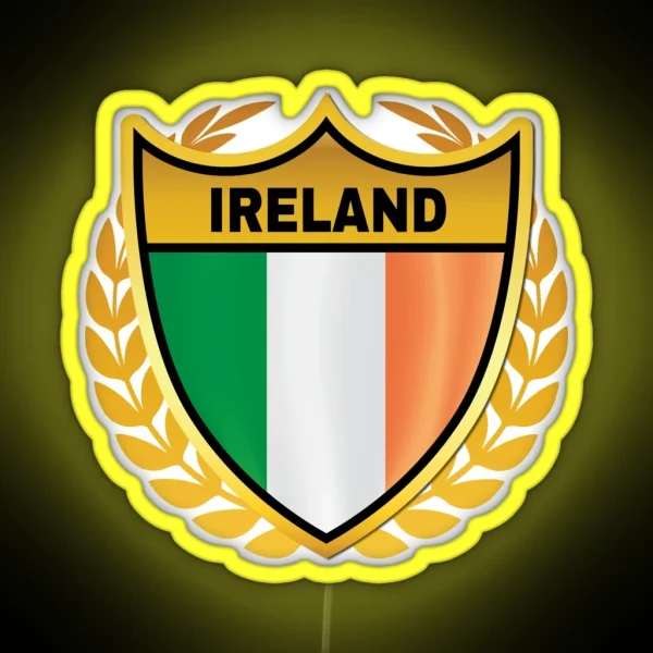 Ireland Gold Shield Flag RGB Neon Sign