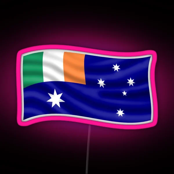 Irish Australian Flag Waving RGB Neon Sign
