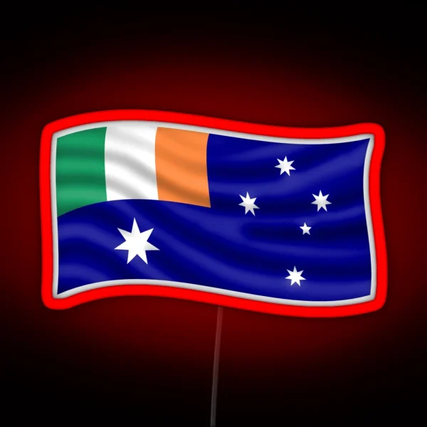 Irish Australian Flag Waving RGB Neon Sign